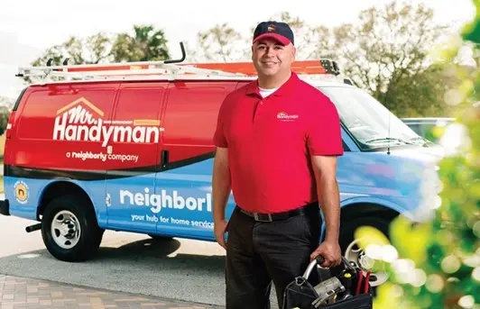 A My Handyman standing outside a company van.